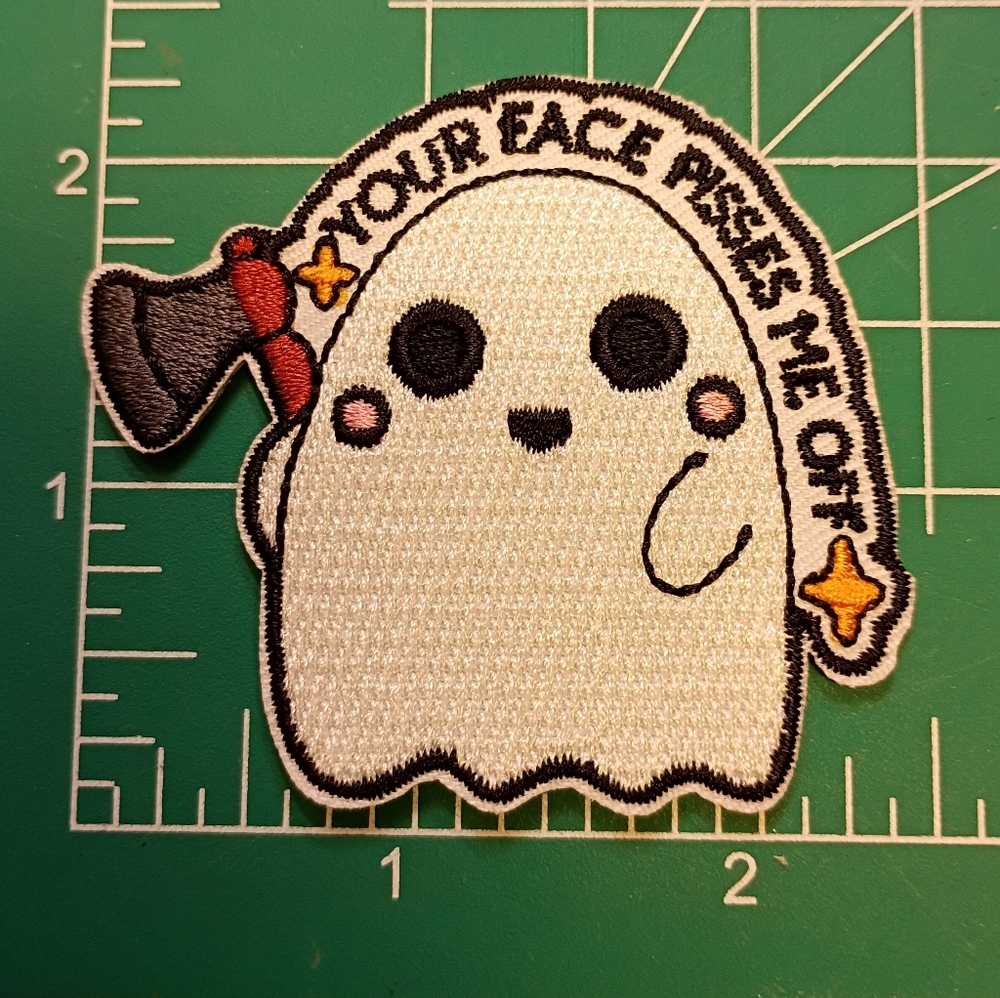2/$10 Your Face Makes Me Mad Ghost Iron On Patch